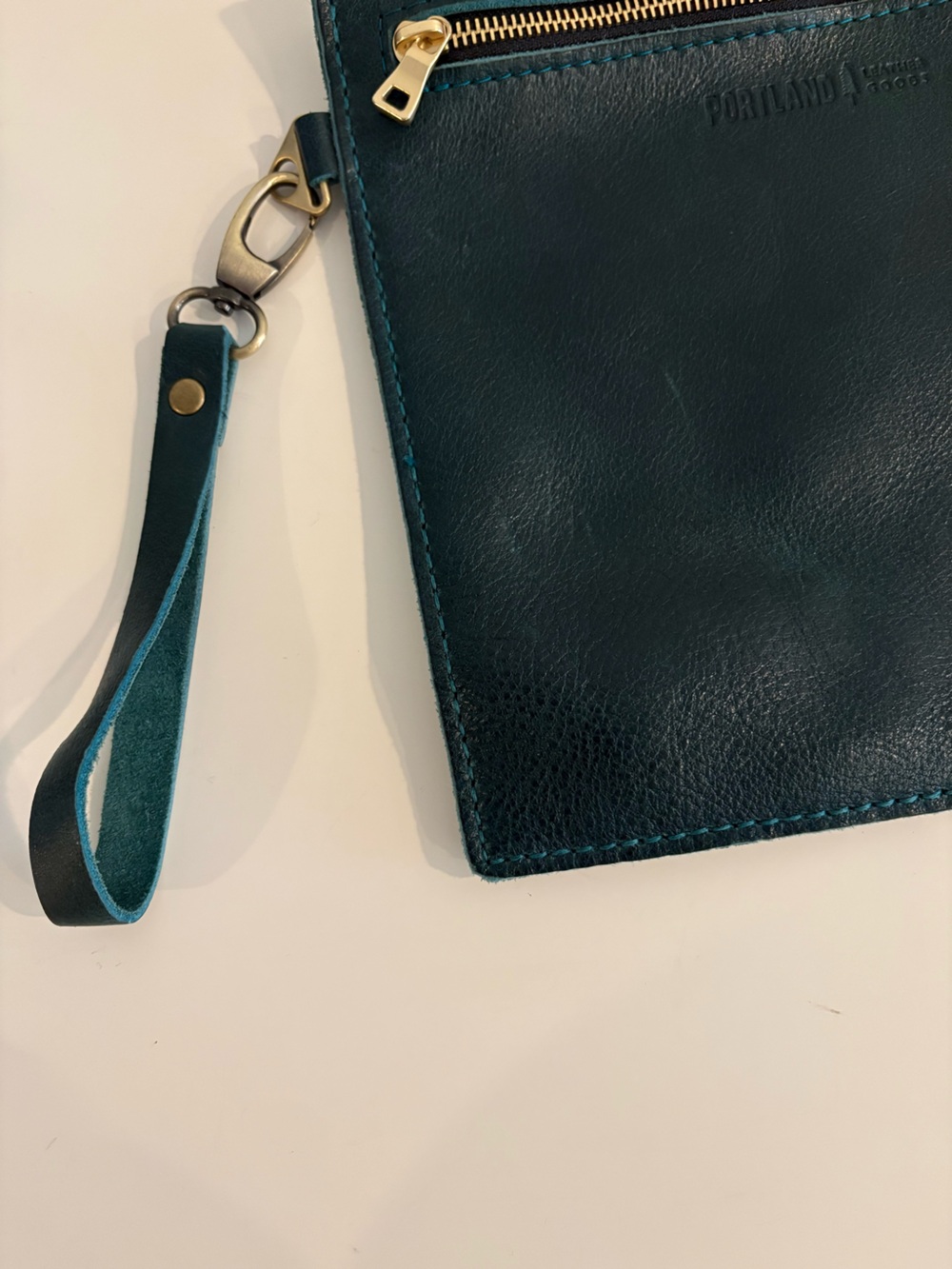 Portland Leather Goods || Deep Green Zip Pouch Wristlet - Picture 3 of 7